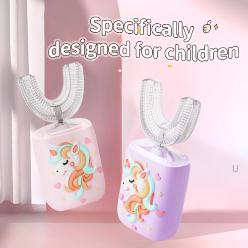 Kids' U-Shaped Electric Toothbrush with Adorable Unicorn Design