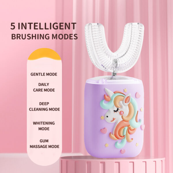 Kids' U-Shaped Electric Toothbrush with Adorable Unicorn Design
