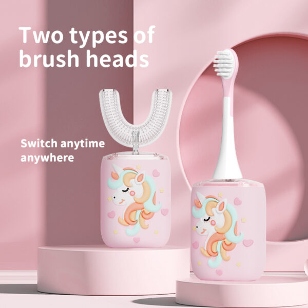 Kids' U-Shaped Electric Toothbrush with Adorable Unicorn Design