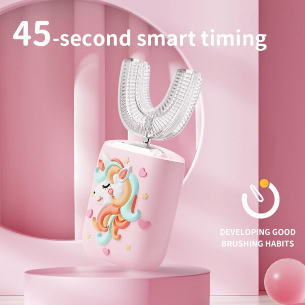 Kids' U-Shaped Electric Toothbrush with Adorable Unicorn Design