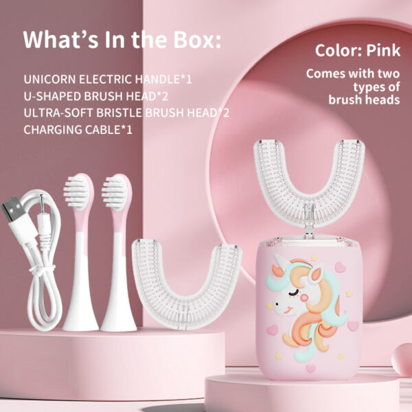 Kids' U-Shaped Electric Toothbrush with Adorable Unicorn Design