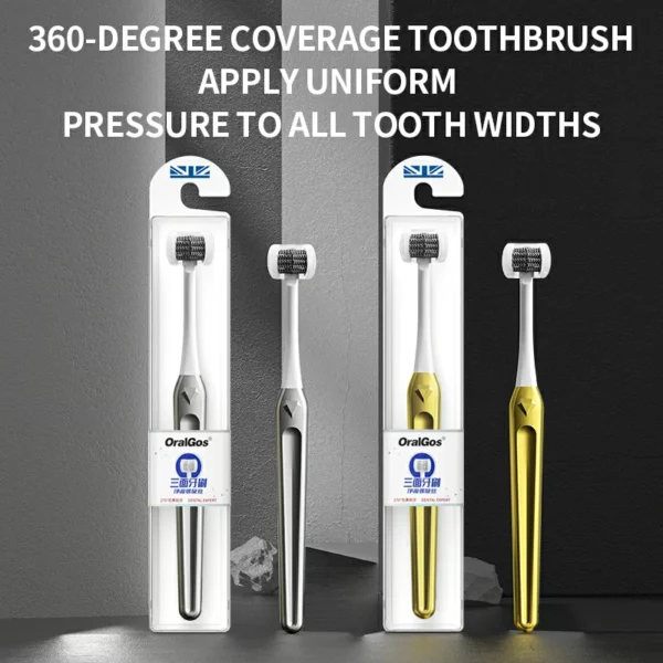 OralGos® 3-Sided Toothbrush: Full-Coverage Cleaning for Sensitive Gums