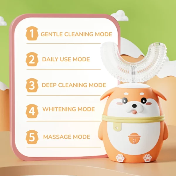 Kids U-Shaped Electric Toothbrush with Cute Shiba Inu Design