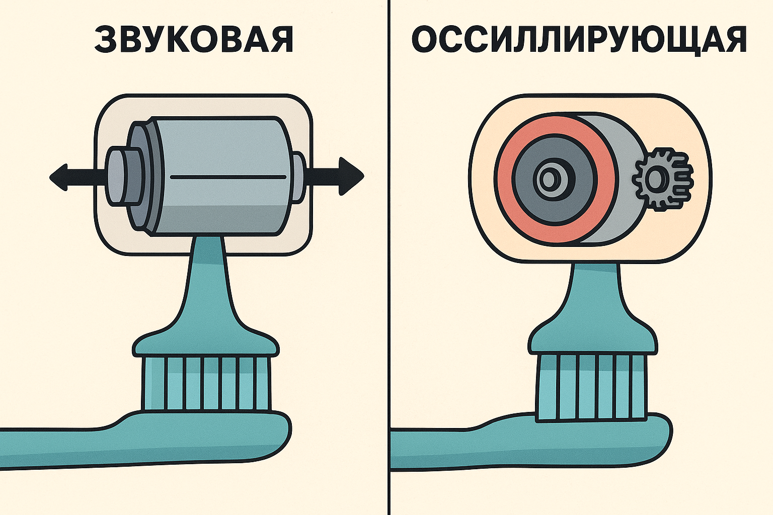 Звуковая или осциллирующая электрическая зубная щёткаосциллирующей электрической зубной щётки